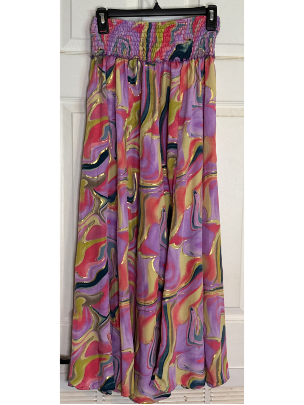 Karma Highway wide Leg Pants Size S Purple Pink Marble Print - Picture 2 of 5